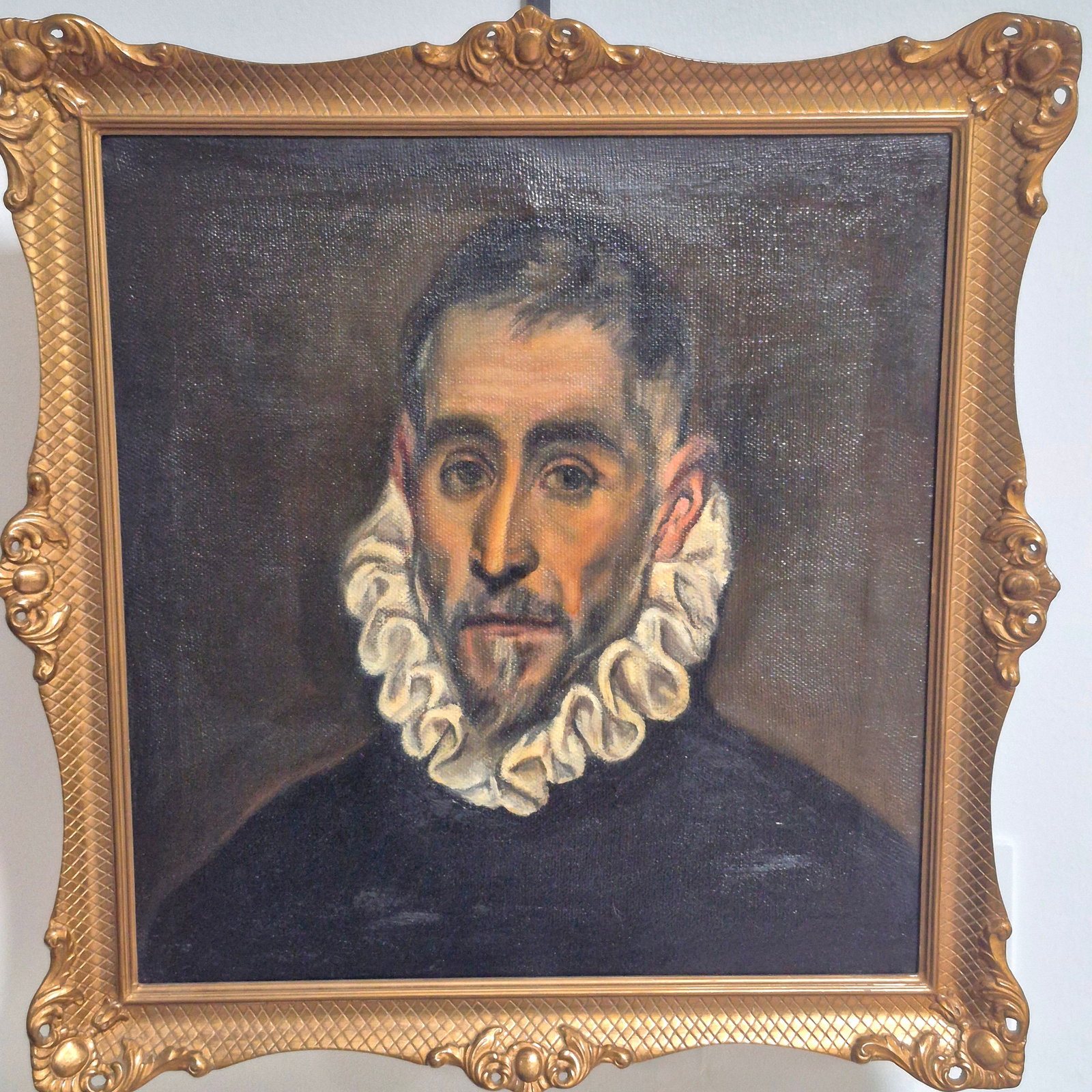 "A Noble Gentleman " El Greco inspired by Luis Ruiz original oil on canvas @1953: "A Noble Gentleman " El Greco inspired by Luis Ruiz original oil on canvas @1953> original El Greco done in 1586, has inspired many artist of all centuries to paint a representation, unsigned.> The re