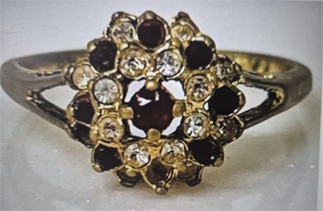 Antique EGP and Bohemian Garnet Ring w/ CZ rhinestones [3g] (1 of 3)