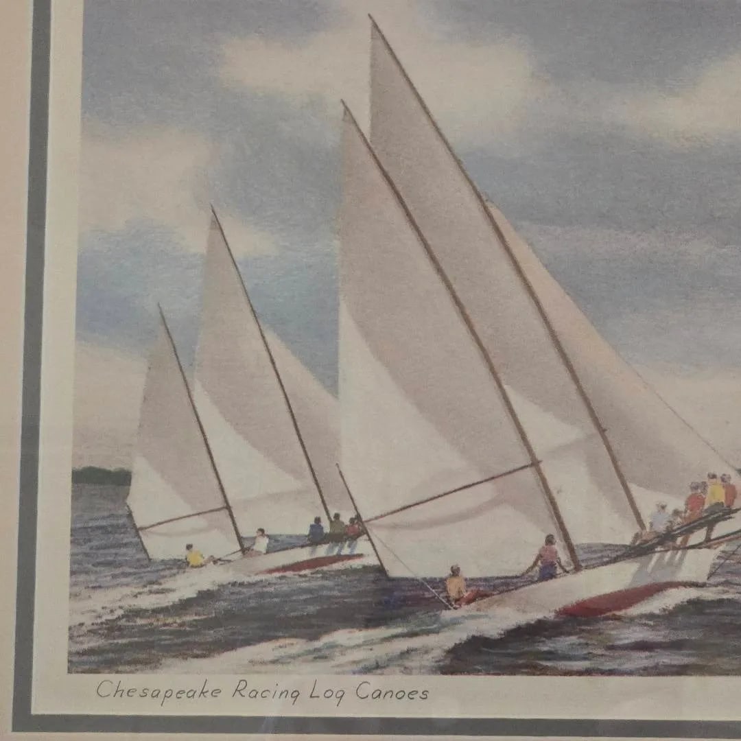 Early John Moll SIGNED Art Print "Chesapeake Racing Log Canoes": Up For Sale Is one of the older And Rarest John Moll SIGNED Art Print Of The "Chesapeake Racing Log Canoes" Rare from Eastern shore Maryland ! This Came From A Huge Estate Of A collector In Lower Mary