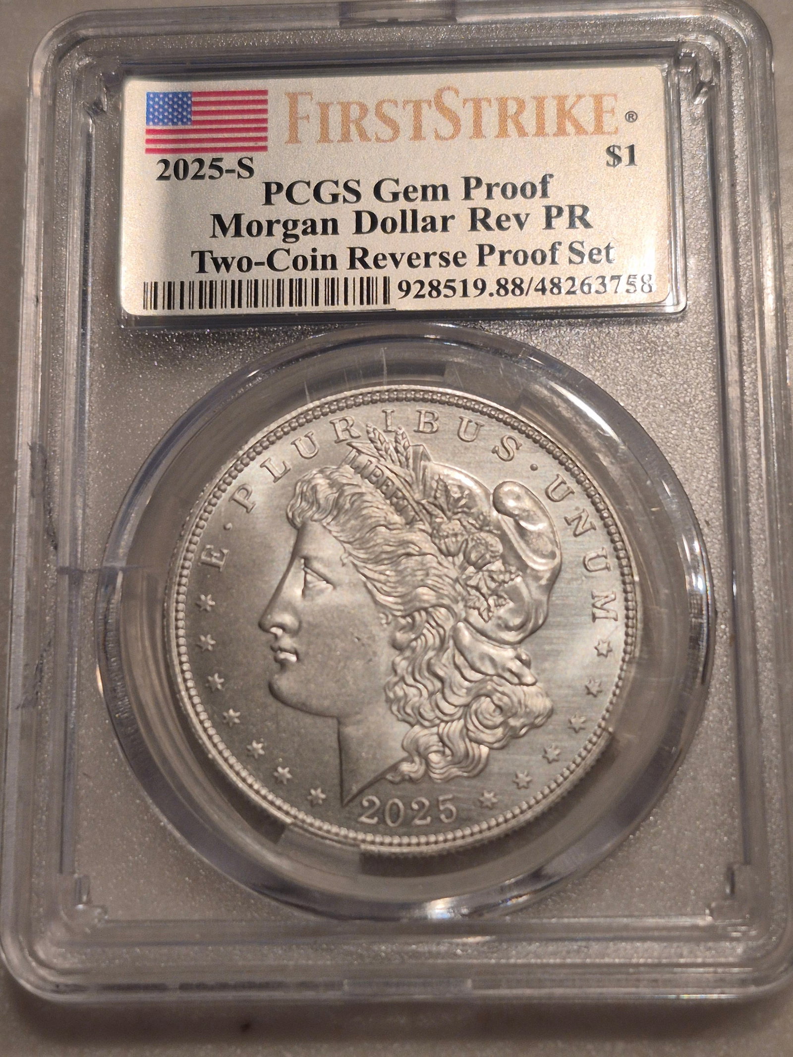 PCGS Gem Proof ~ Morgan Dollar Rev PR ~ #2025 S: PCGS Gem Proof ~ Morgan Dollar Rev PR ~ #2025 S> proof grated , uncirculated, auctual photos> 1 Troy ounce Silver for sale