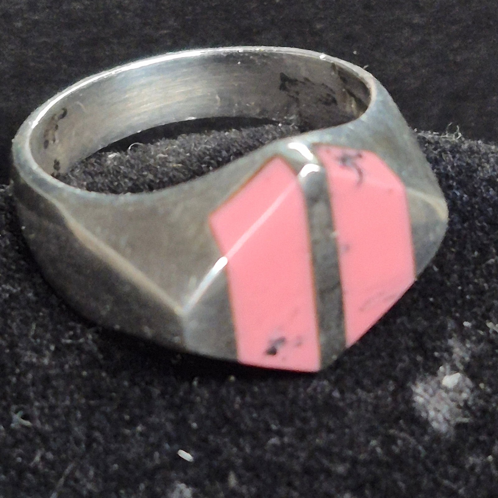 Sterling Silver & Pink Copper Turquoise gemstone RING ~ S6.5/ 7g (1 of 4)