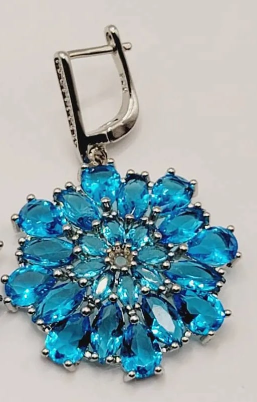 Sterling Earrings Gorgeous Blue 925 Silverjo: Sterling Earrings Gorgeous Blue 925 SilverjoVG condition WGT: 9.4g