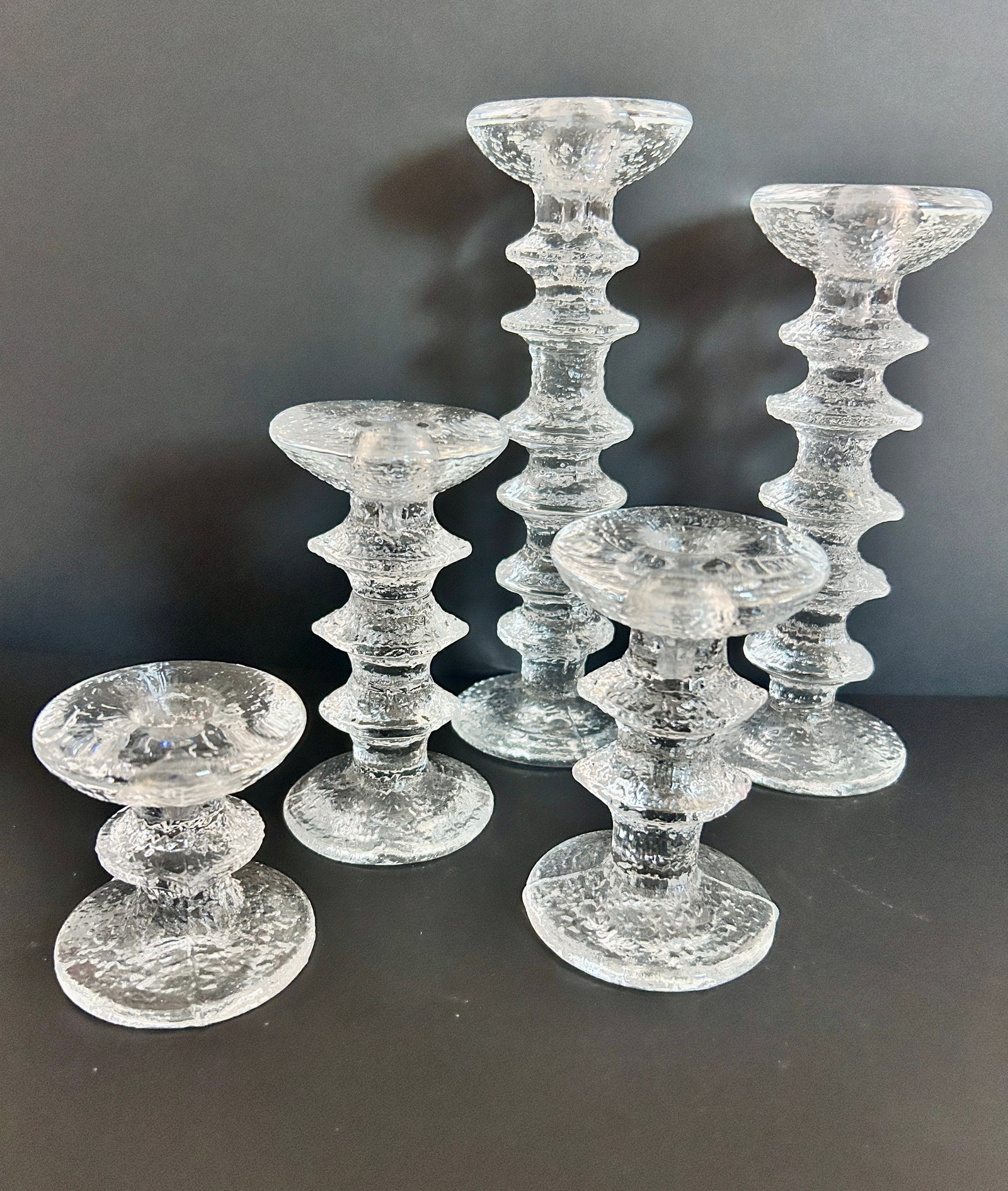 5 MCM Glass littala Festivo glass Candlestick holders Timo Sarpaneva (1 of 3)