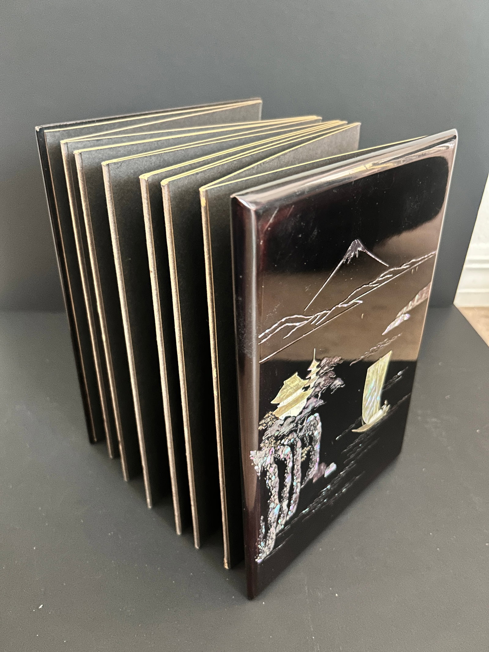Vintage Japanese lacquer photo album inlayed MOP and Abalone (1 of 2)