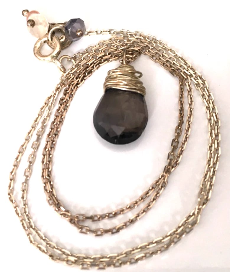 Vintage Necklace MARKED 925 STERLING SILVER Chain Stone Pendant Jewelry [2.67g] (1 of 5)
