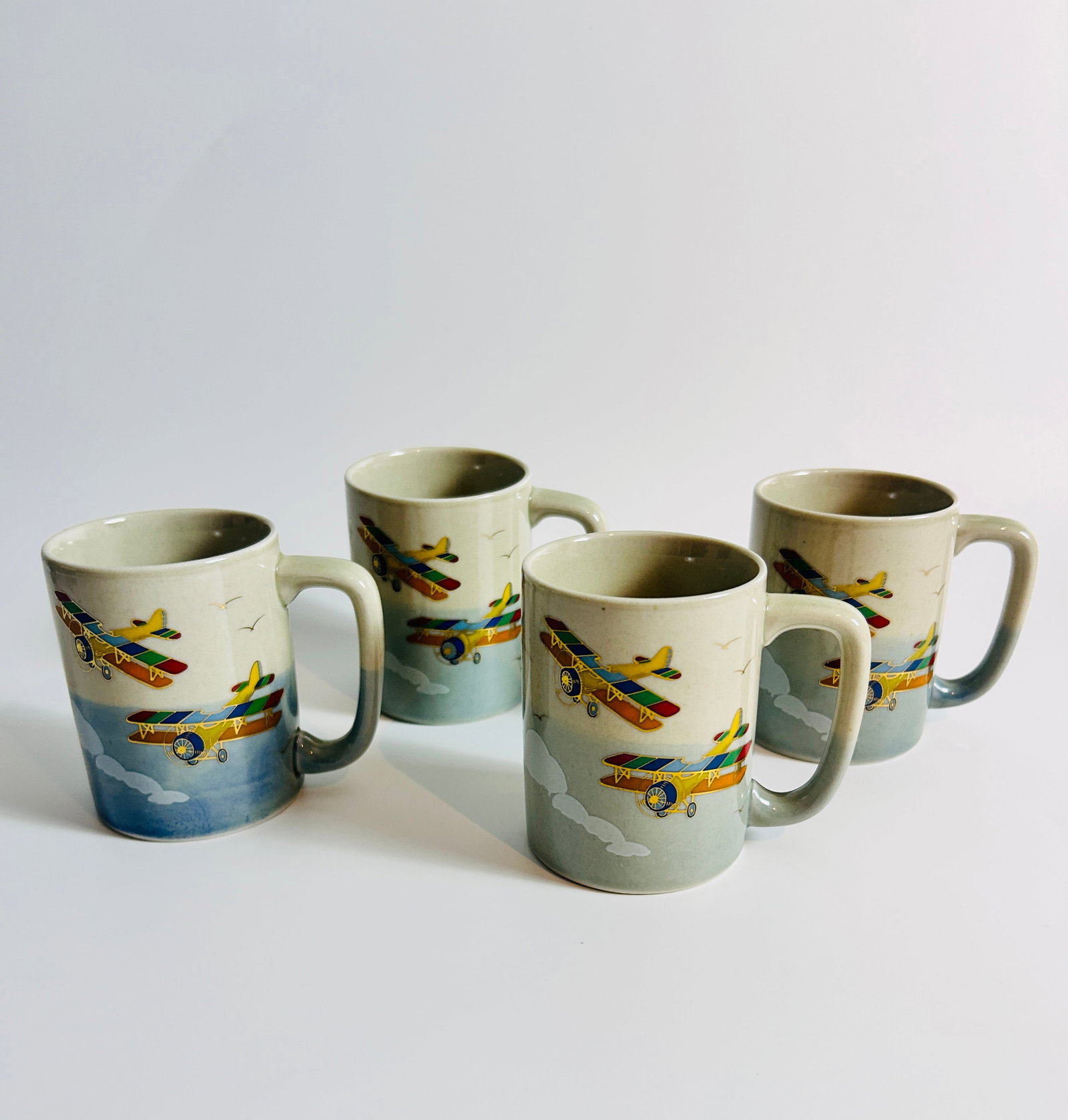 Japanese stoneware mugs 4 Otagiri Colorful Biplane (1 of 3)