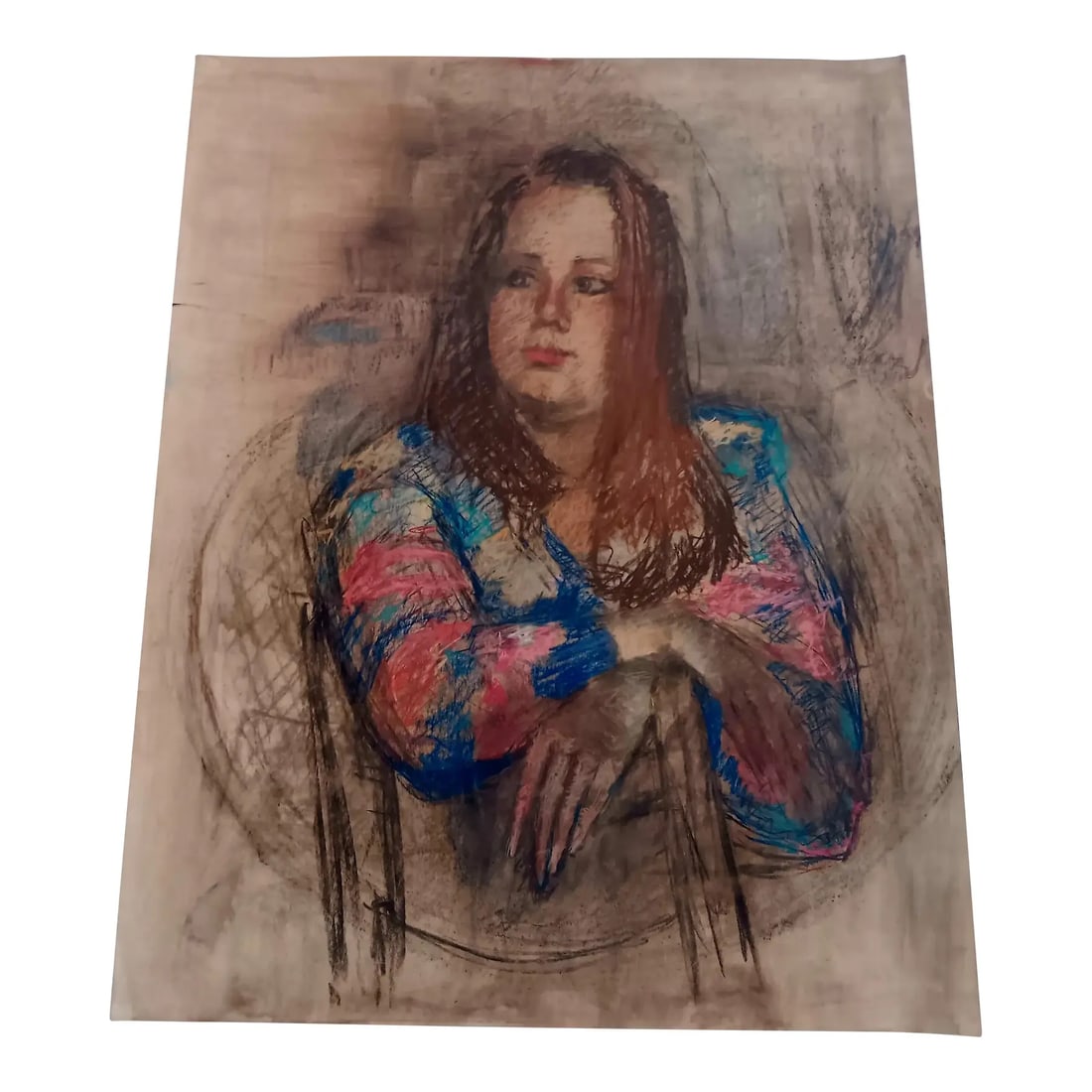 Expressionist Pastel Drawing by Marcia Bouton 1970's: Marcia B. Bouton original pastel '72 [1919-2014]> Bouton pastels are gentle and surrealist in design. Original 1972, flat stored and"papered"> excellent condition, no major pastel loss, this is one of