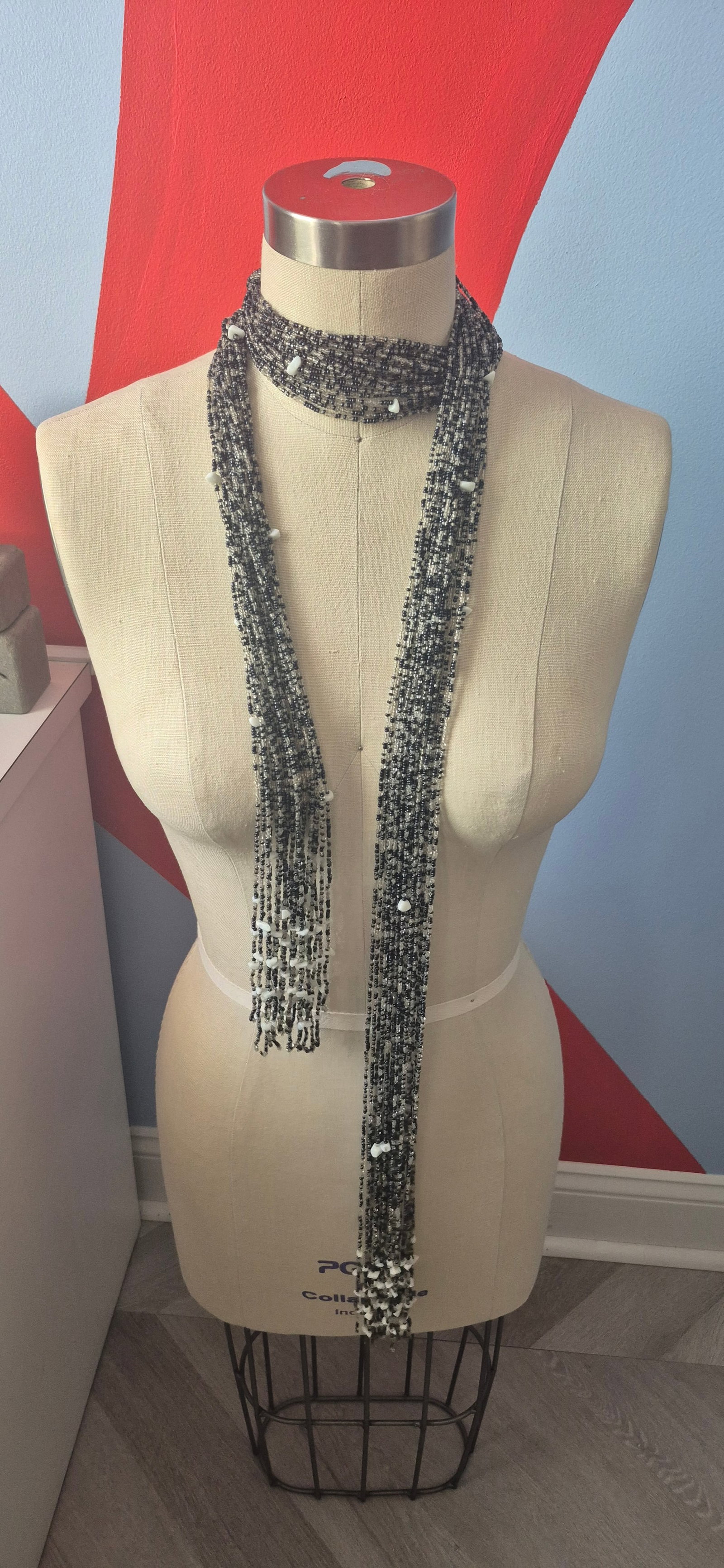 Joan Rivers Torsade Collection Necklace Czech Republic @1980s: Add a touch of vintage charm to your jewelry collection with this beautiful Joan Rivers Torsade Collection Necklace from the Czech Republic. This stunning necklace features a mix of black/white/clear 