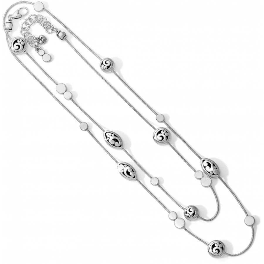 Brighton Contempo Pearl Accent Long Necklace - 7209: Brighton Contempo Pearl Accent Long Necklace - 7209Vintage from before 2007Brighton Contempo Pearl Accent Long Necklace - 720940 inches long, silver plated, pearl accents. In excellent like new condit