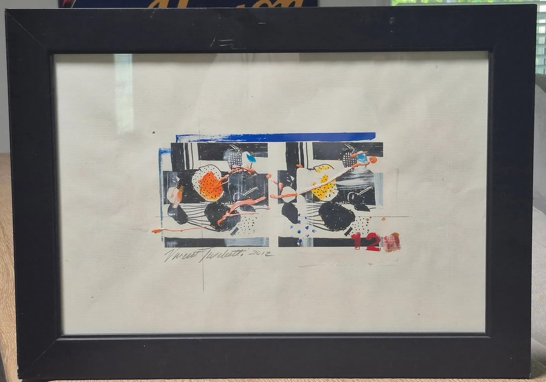 Abstract Collage original OFAK artwork ~ V. Tuchetti 2012 signed (1 of 4)