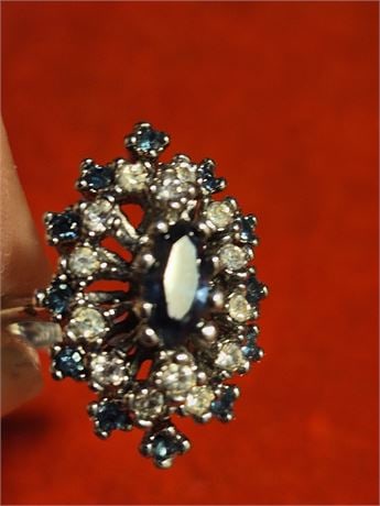 Vintage cocktail MARQUISE Starburst ring. ~ size 7.5 (1 of 3)