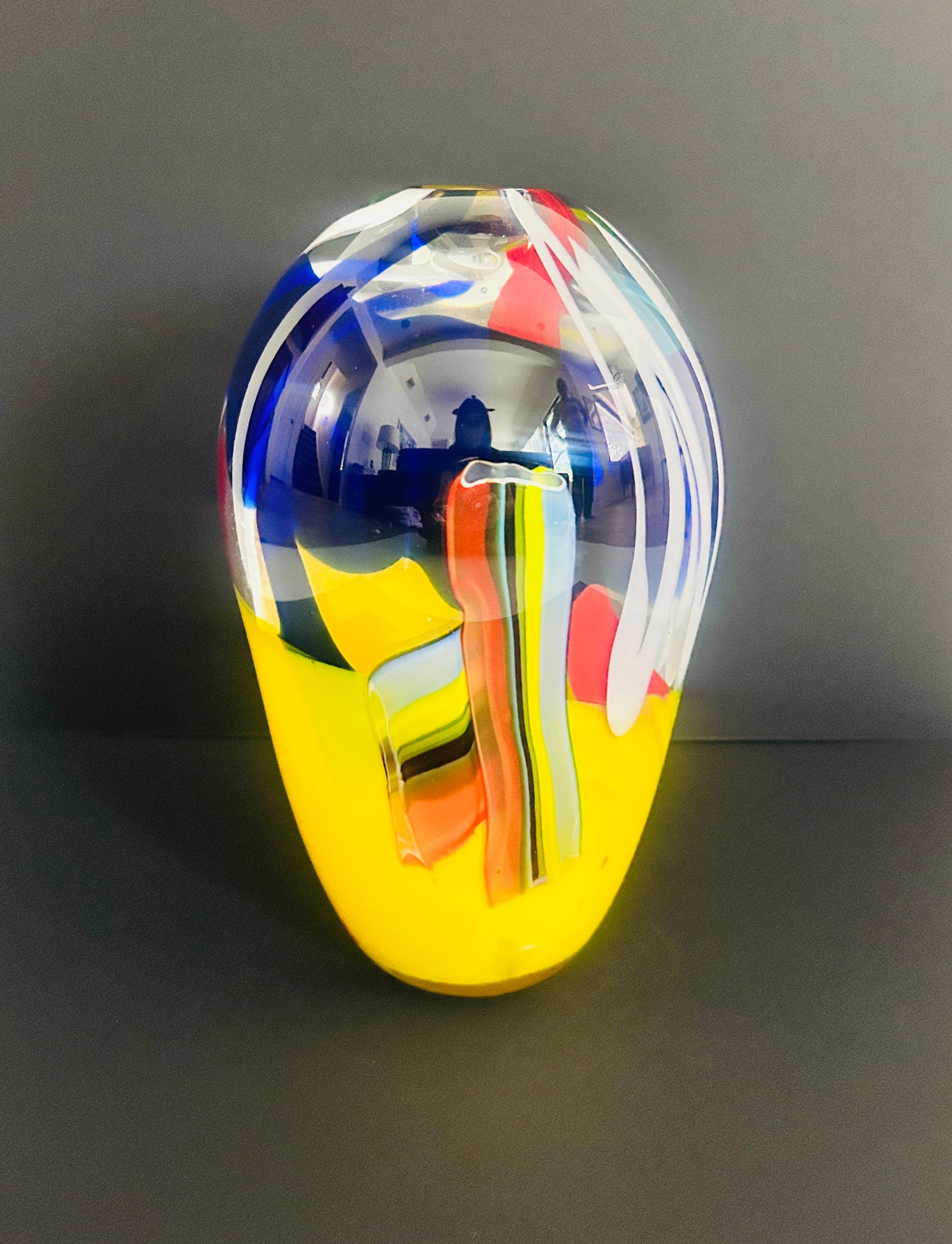 Murano Style Glass Vase Multi Colored Heavy. Small opening at the top. Measures in inches 10.5 H x 6 (1 of 2)