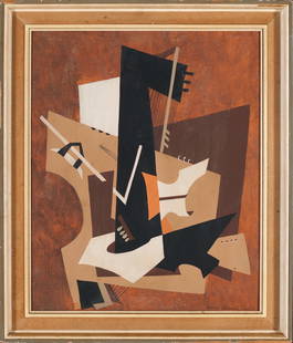 Esphyr Slobodkina, 1908-2002 (Russia/USA): Esphyr Slobodkina (1908-2002). Abstraction, 1953. Oil on orgalite, size 61 x 49 cm (24 x 19 inches), frame dimensions 70 x 58 cm (27 1/2 x 22 3/4 inches). Signed and dated lower right.