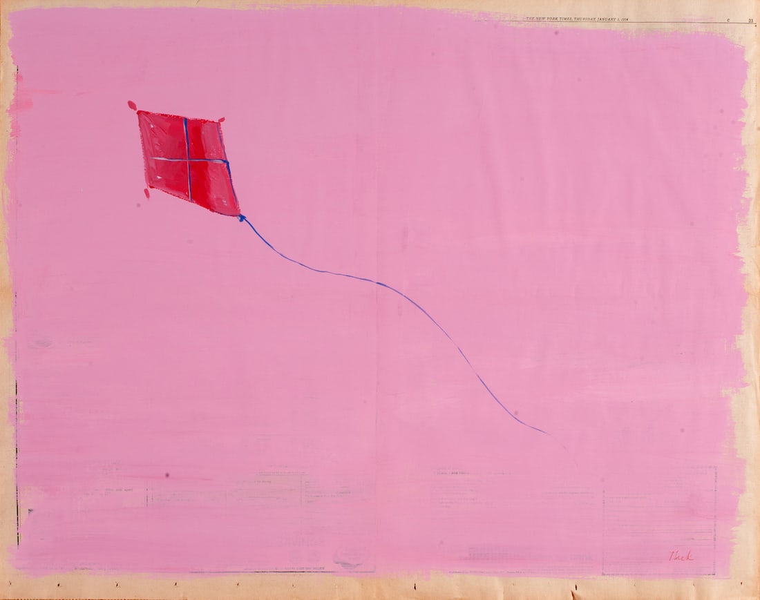 Paul Thek, 1933-1988 (USA-New York): Paul Thek (1933-1988). Kite, 1975. Acrylic on newspaper, size 58,5 x 73 cm (23 x 28 3/4 inches). Signed lower right.