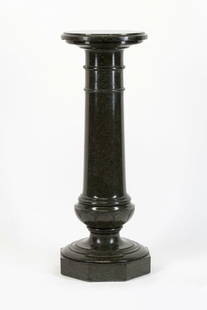 Marble Pedestal Stand, 20th century: A marble console table with a rotating top, 20th century. Height 81 cm (32 inches), tabletop diameter 30 cm (11 3/4 inches).