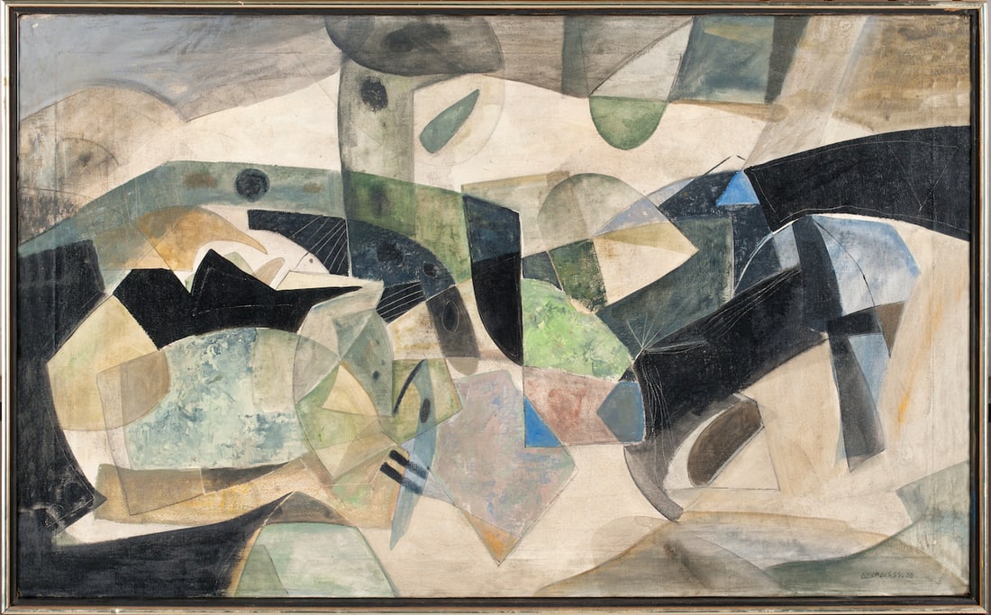 Armando Morales, 1927-2011 (Nicaragua/Mexico): Armando Morales (1927-2011). 1958. Oil on canvas, size 101,5 x 61 cm (40 x 24 inches). Signed and dated lower right.