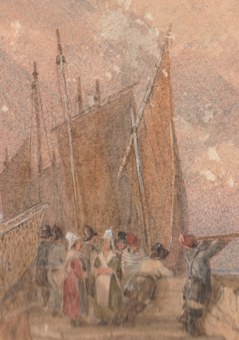 The Return of Fishermen Watercolour, 18th-19th century