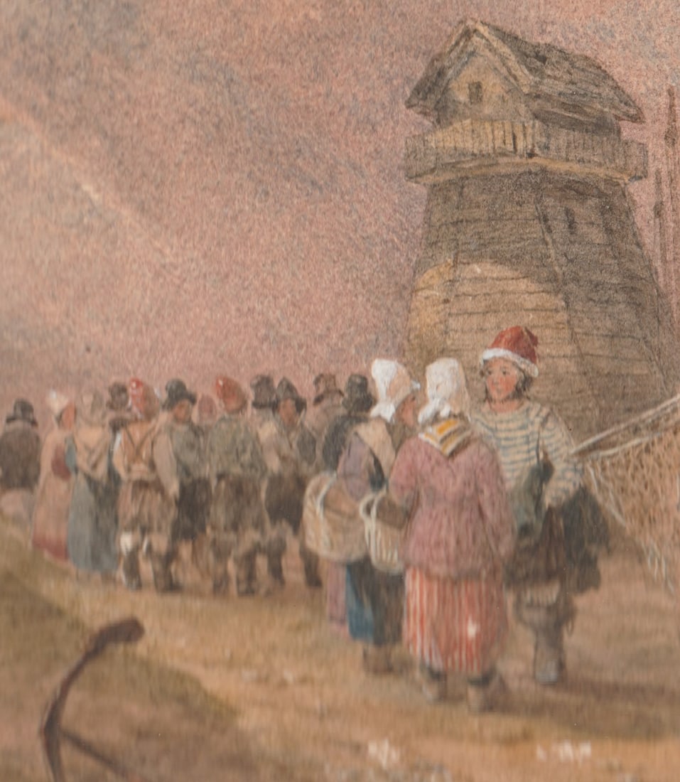 The Return of Fishermen Watercolour, 18th-19th century