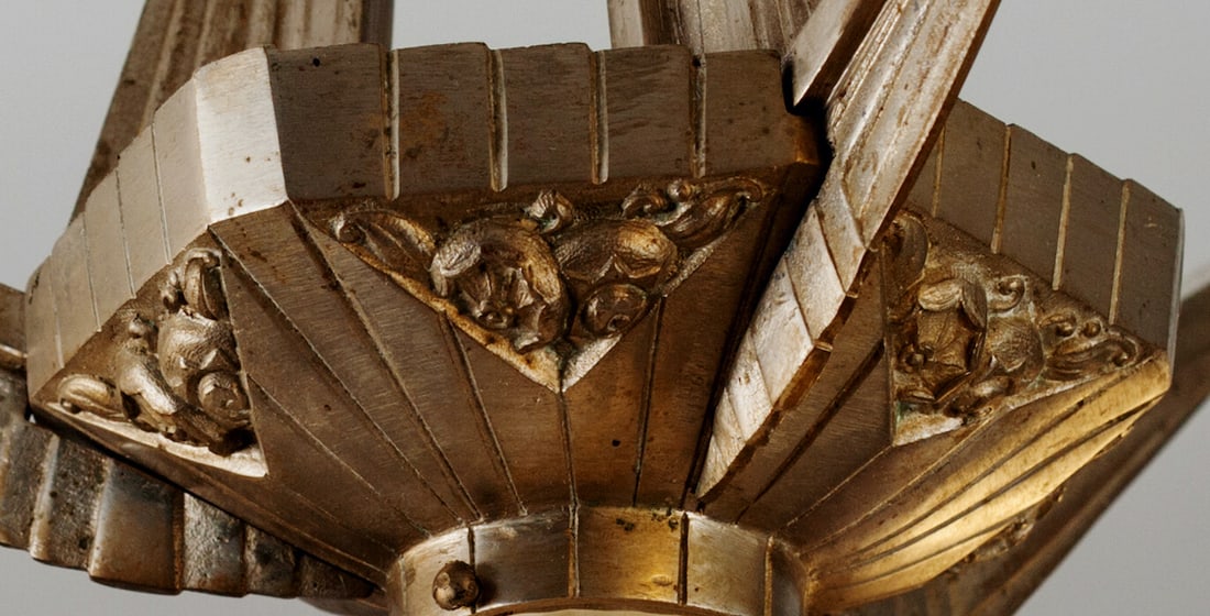Art Deco Bronze Chandelier, circa 1920-30s
