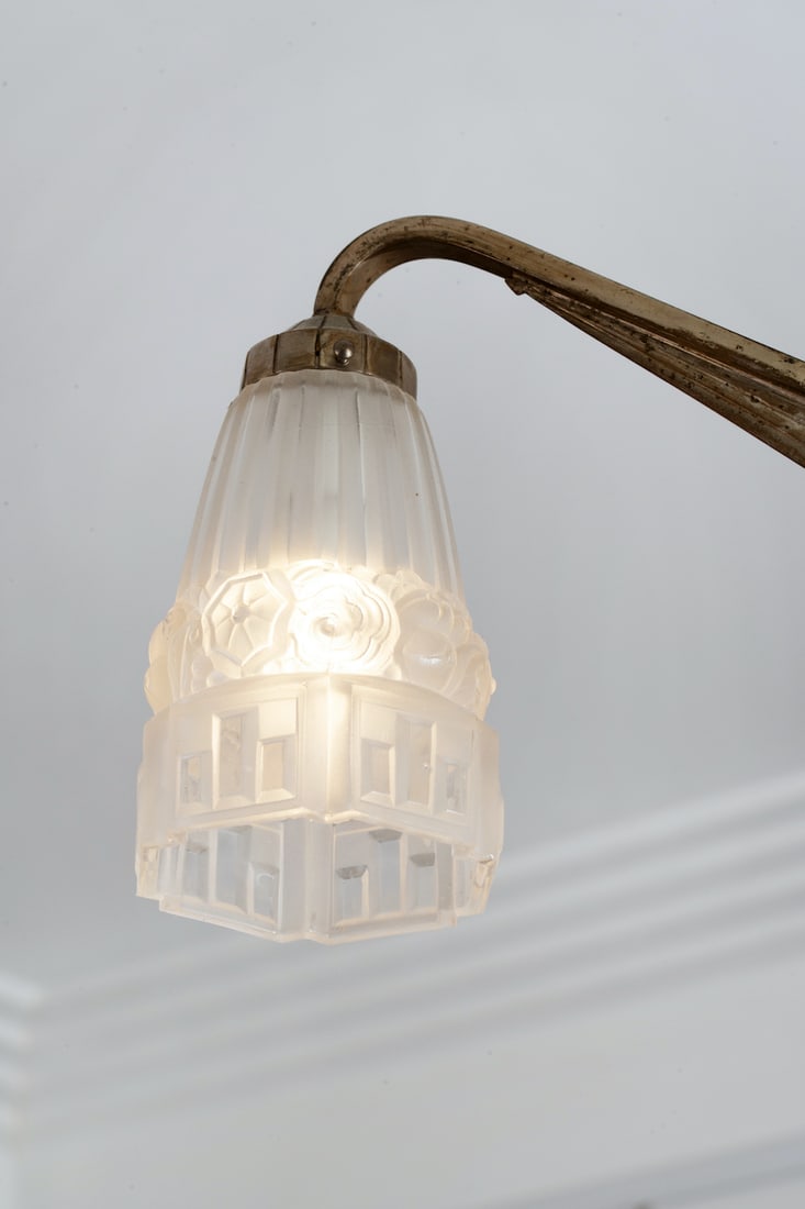 Art Deco Bronze Chandelier, circa 1920-30s