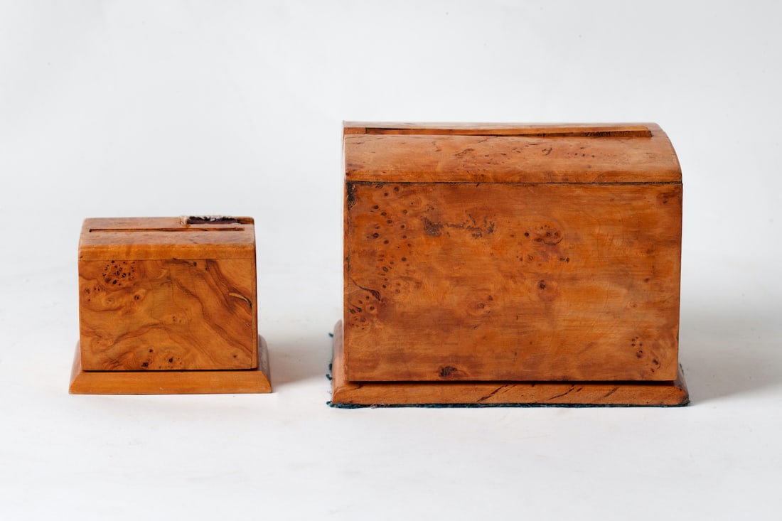 Cigarette Box and Matchbox, Karelian Birch (Russia)