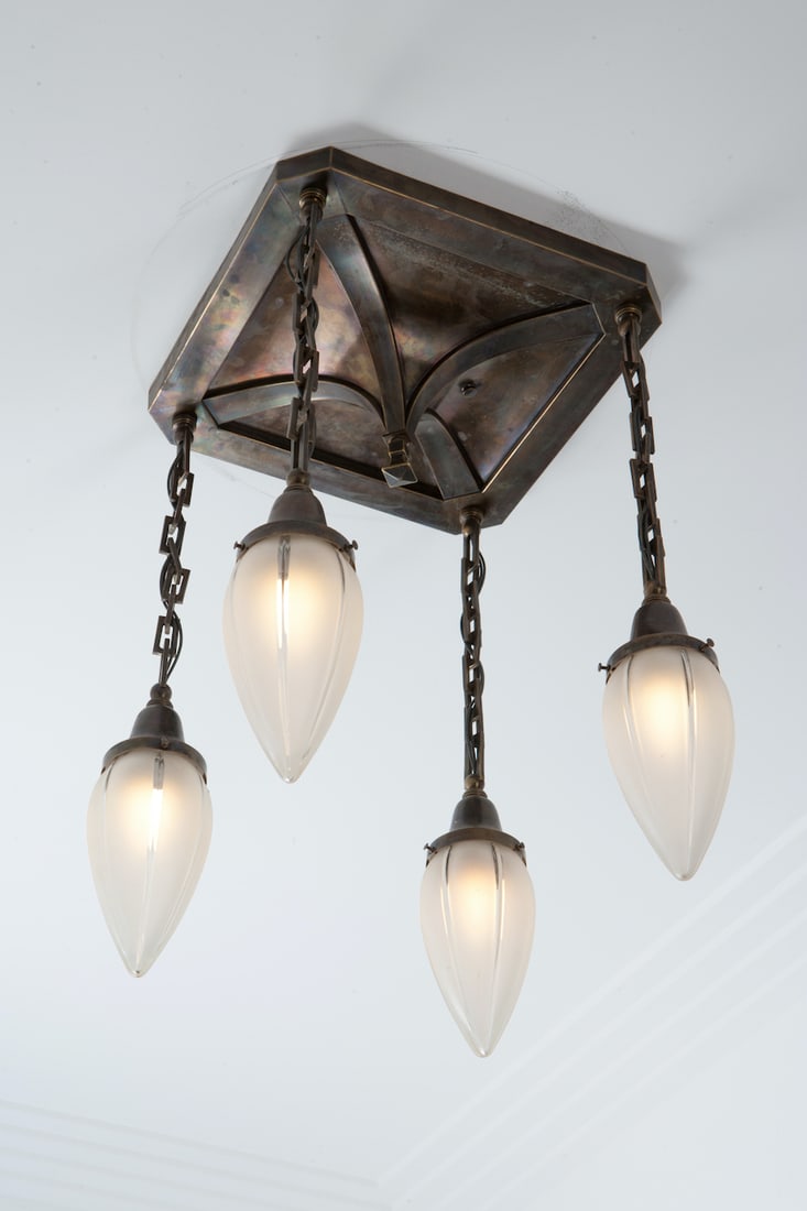 Art Deco Brass Chandelier, early 20th century