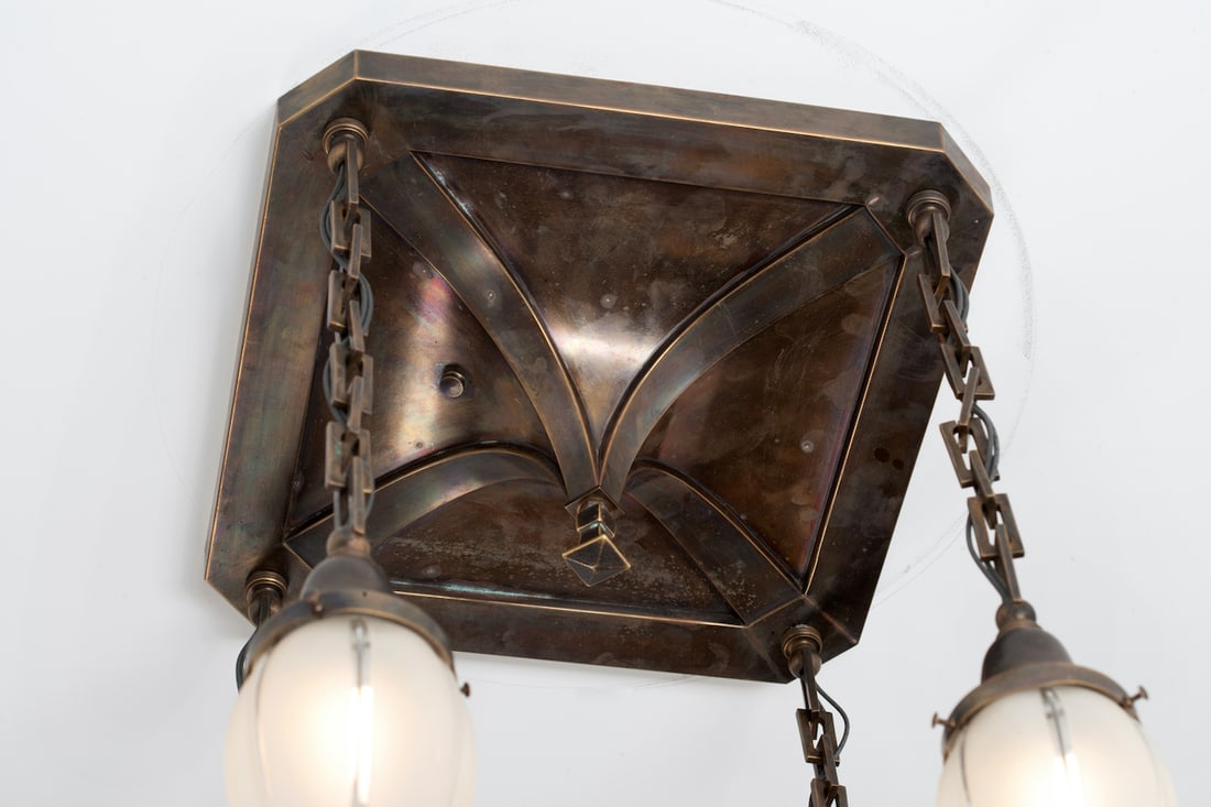 Art Deco Brass Chandelier, early 20th century