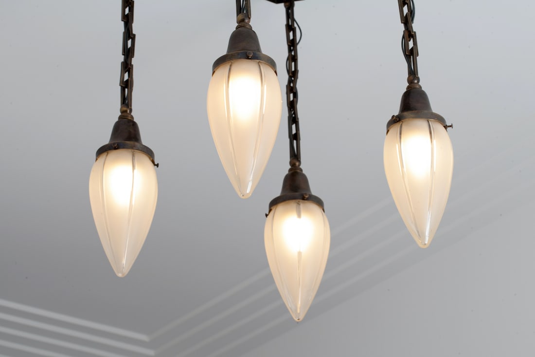 Art Deco Brass Chandelier, early 20th century