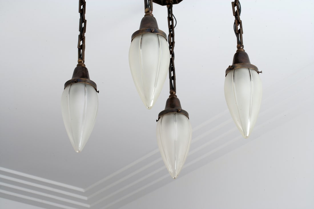 Art Deco Brass Chandelier, early 20th century