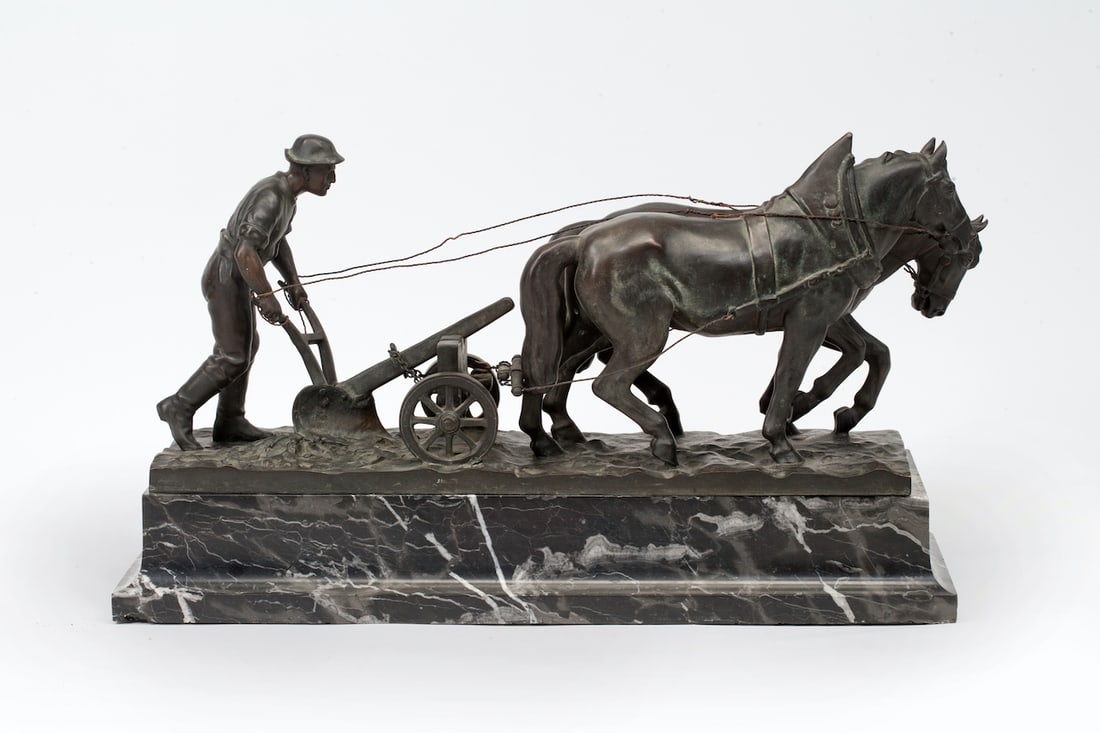 Plowman, Bronze and Marble,19th-20th century