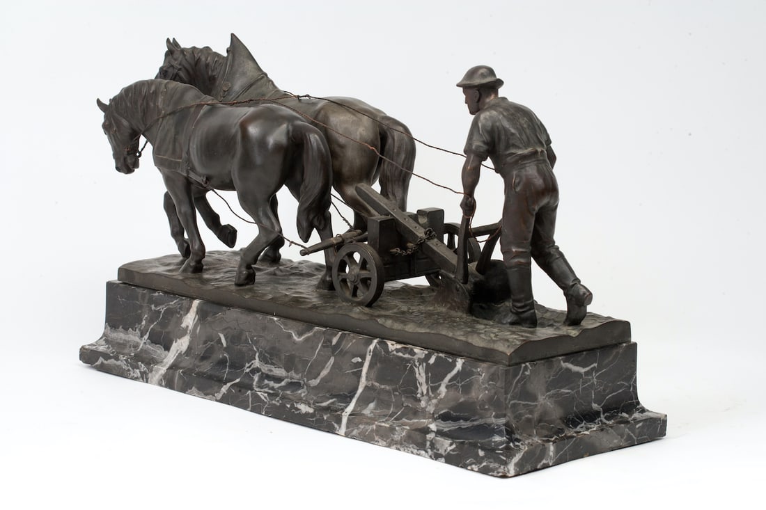 Plowman, Bronze and Marble,19th-20th century
