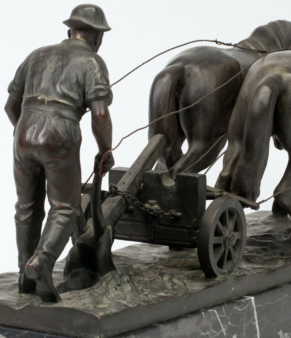 Plowman, Bronze and Marble,19th-20th century
