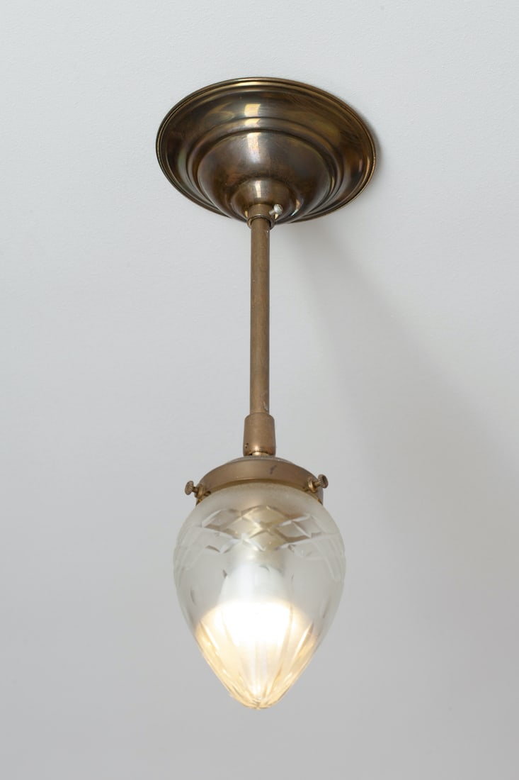 Lot of 3 Ceiling Lamps, Glass, early 20th century