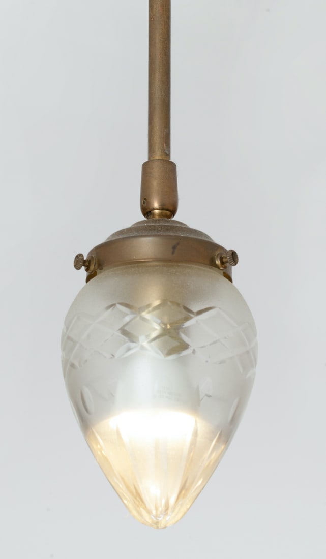 Lot of 3 Ceiling Lamps, Glass, early 20th century