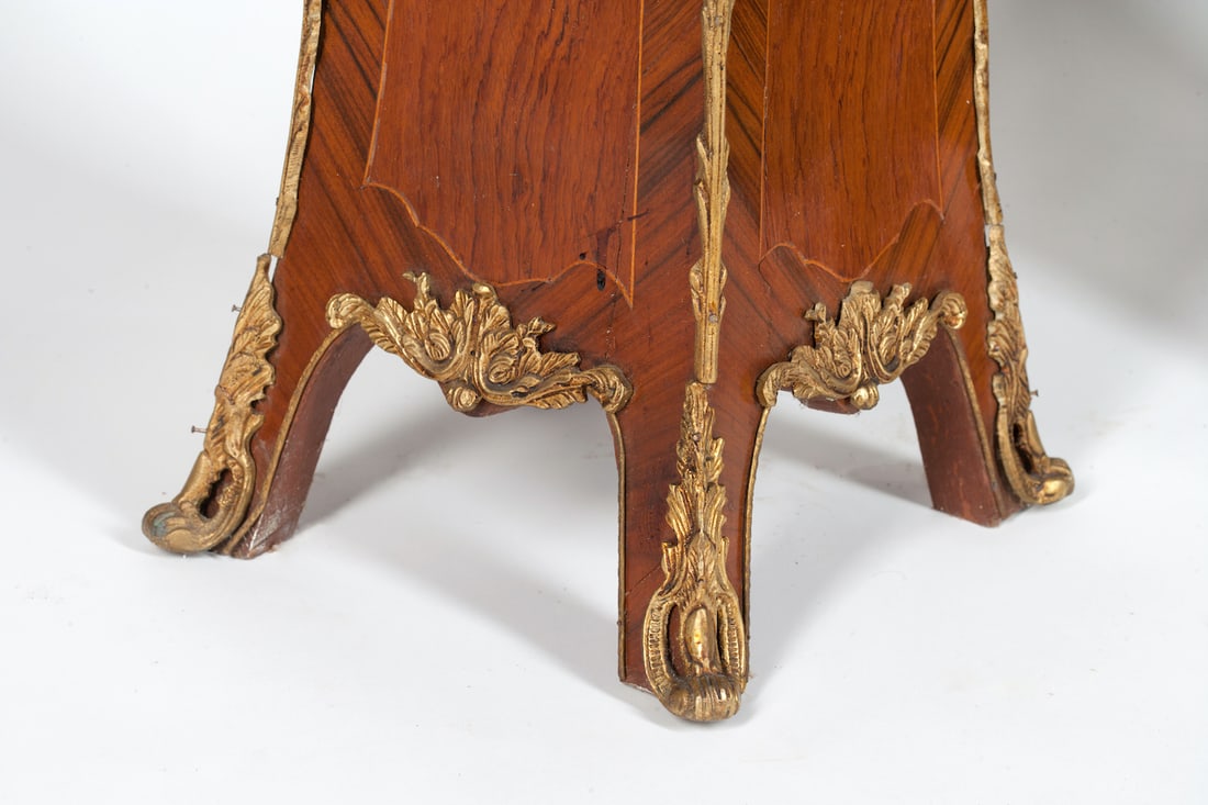 Pair of Pedestal Stands, 20th century. Wood, Bronze