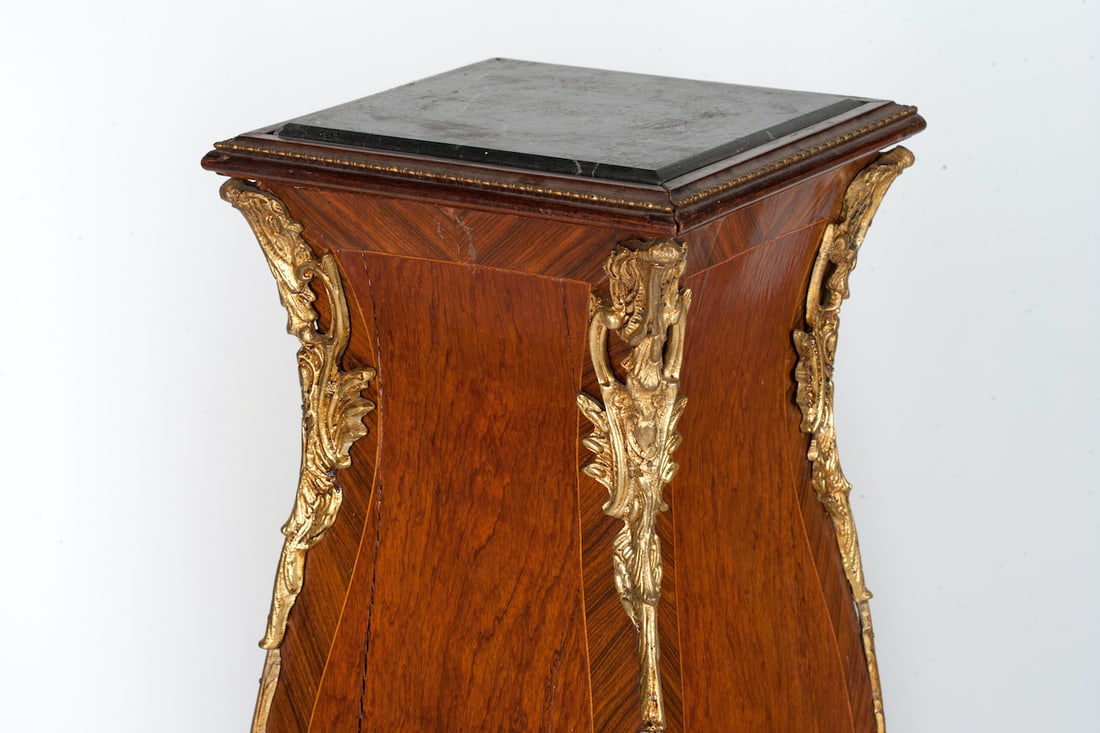 Pair of Pedestal Stands, 20th century. Wood, Bronze