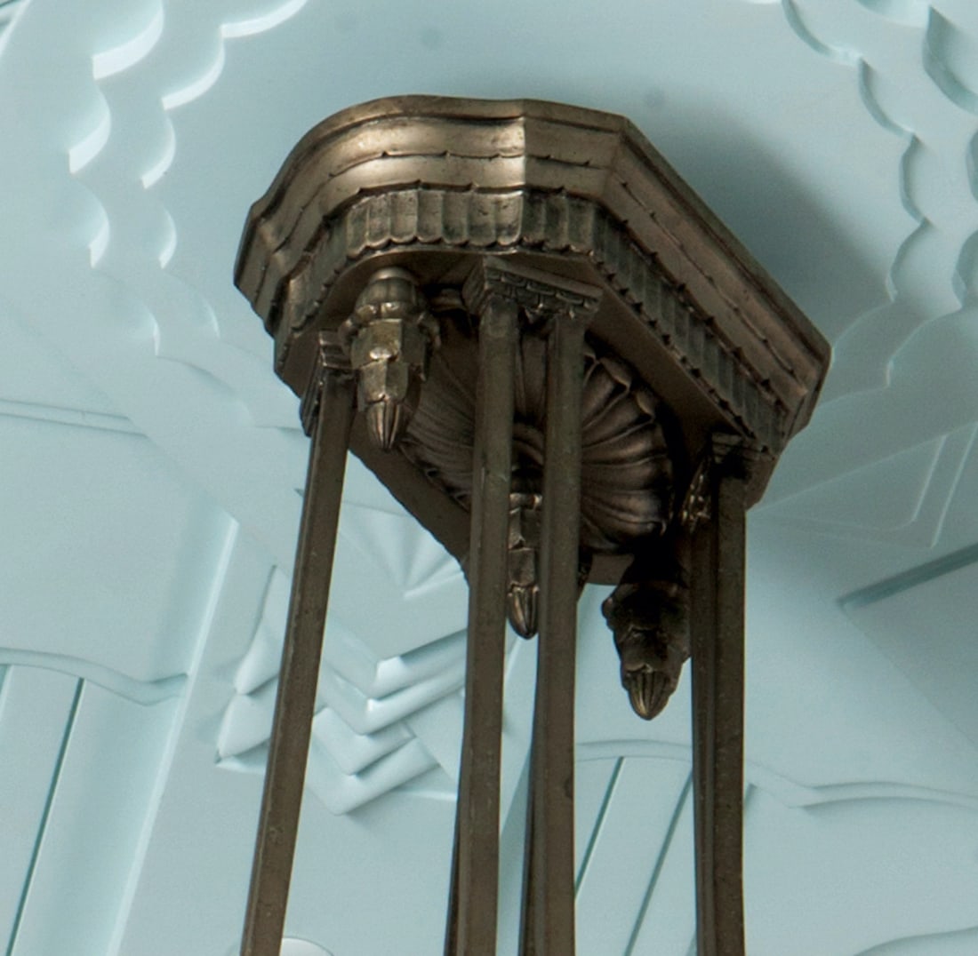 Art Deco Bronze Chandelier, 1920s