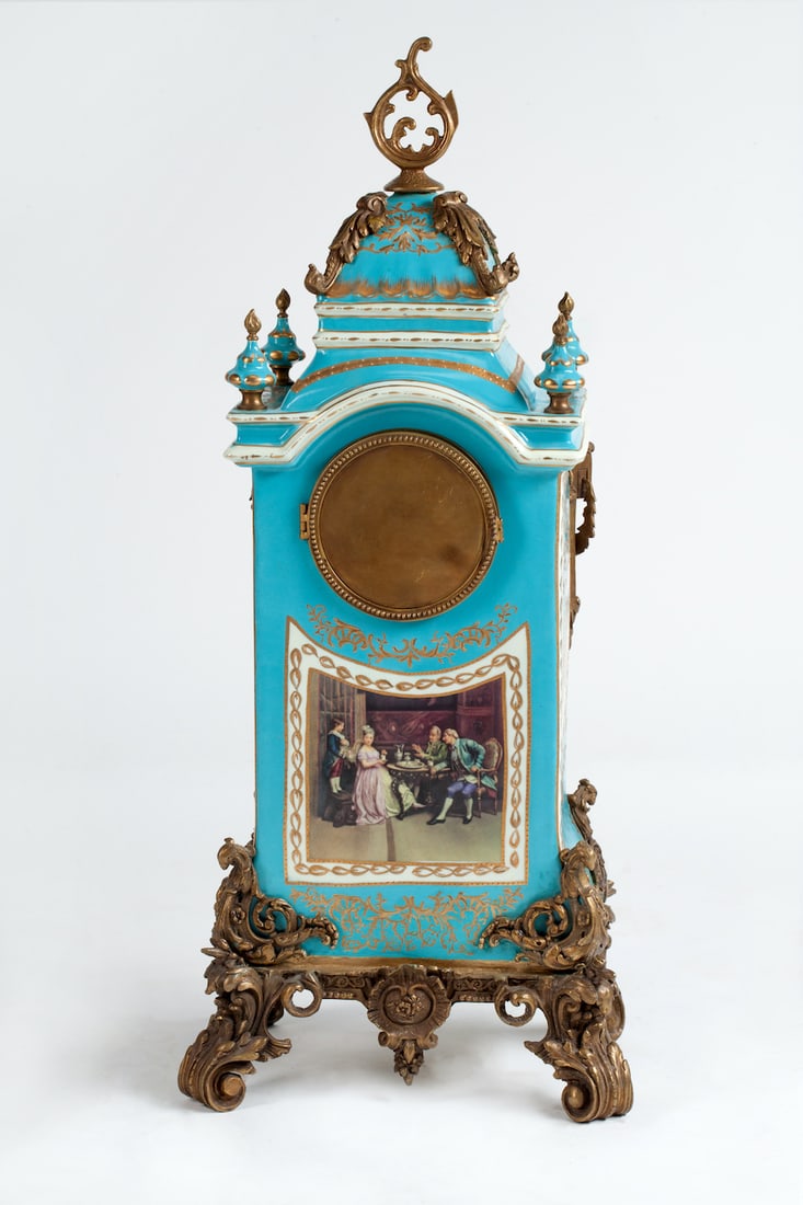 Bronze and Porcelain Clock, 20th century