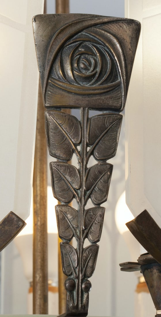 Art Deco Bronze Chandelier, circa 1920-30s