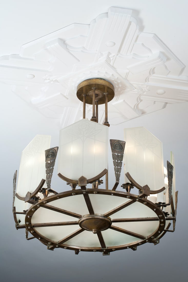 Art Deco Bronze Chandelier, circa 1920-30s