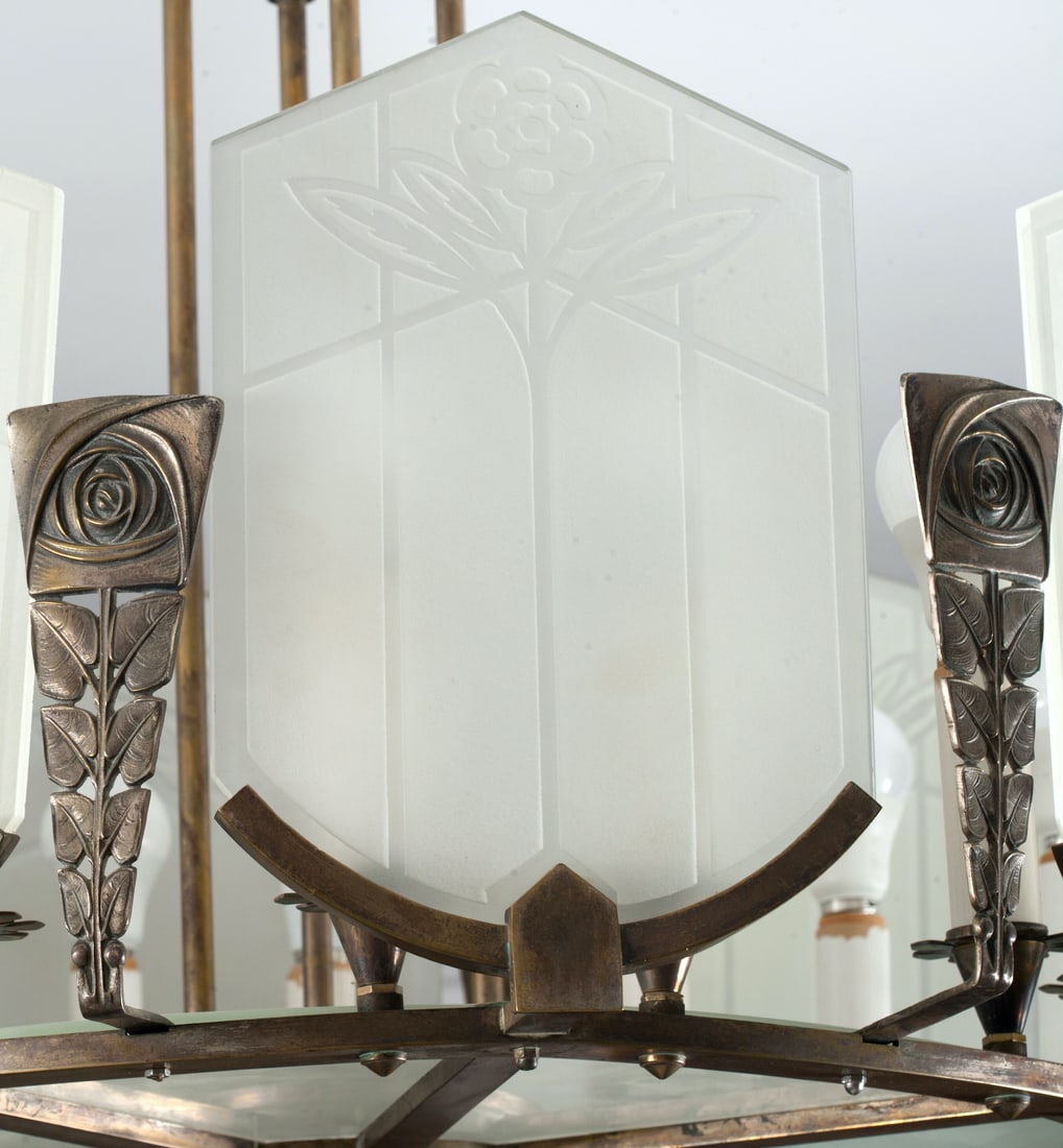 Art Deco Bronze Chandelier, circa 1920-30s