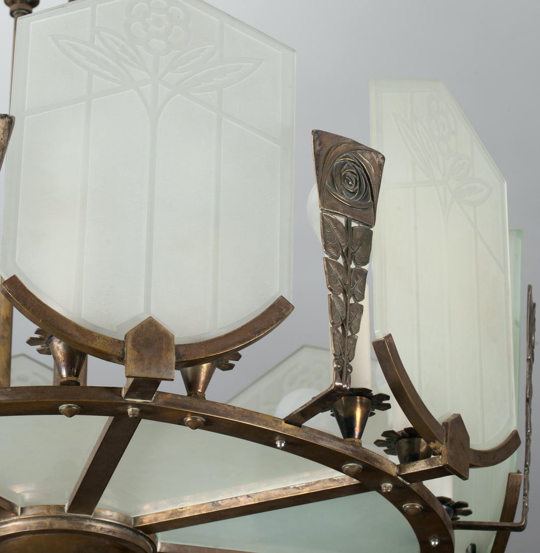 Art Deco Bronze Chandelier, circa 1920-30s