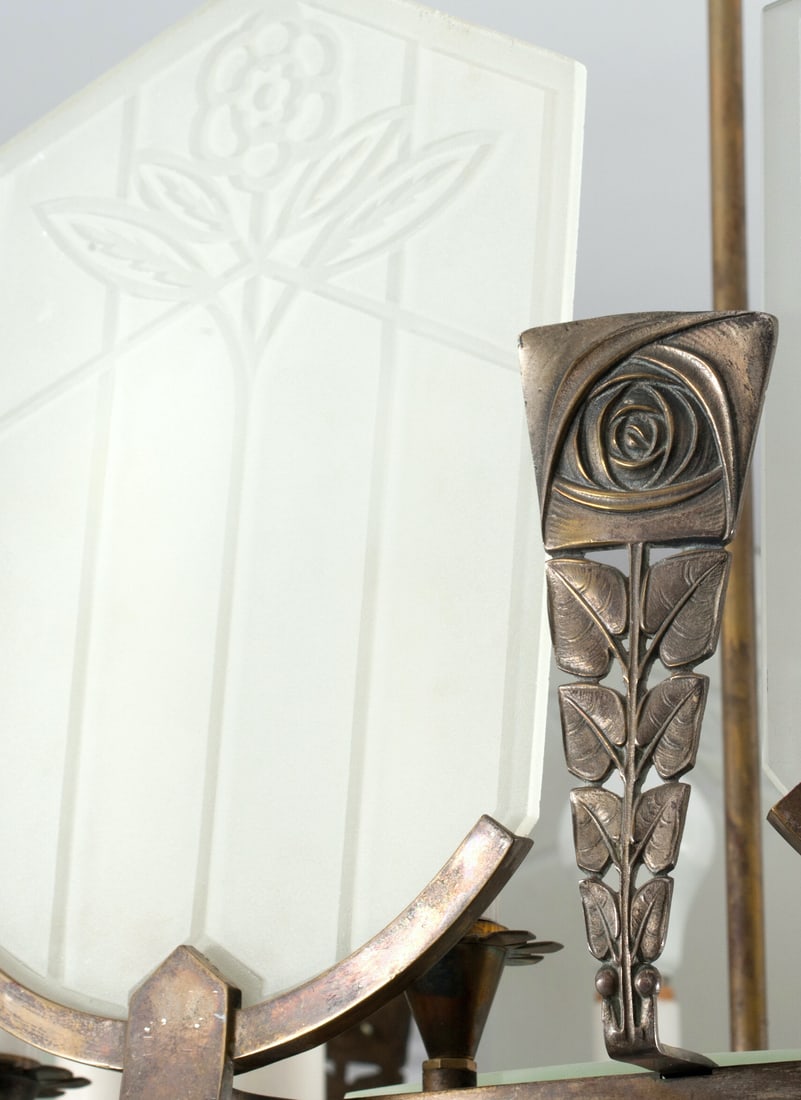 Art Deco Bronze Chandelier, circa 1920-30s