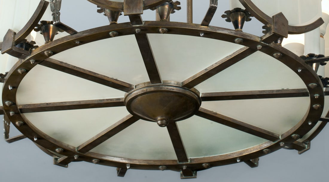 Art Deco Bronze Chandelier, circa 1920-30s