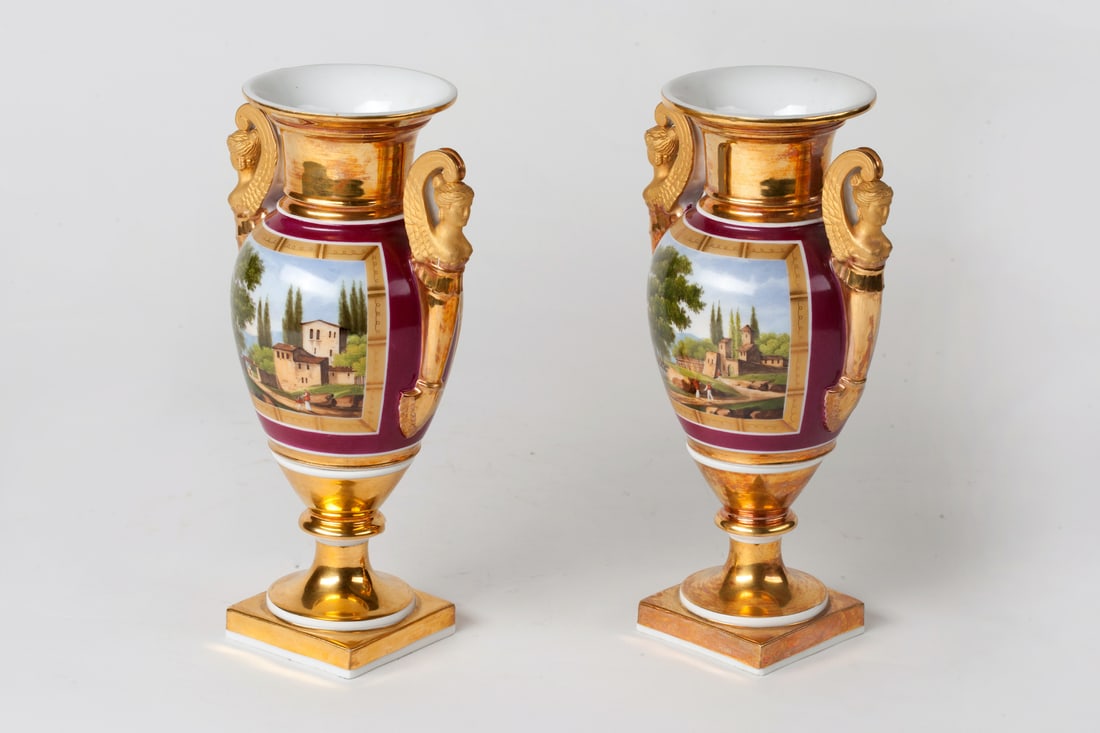 Pair of Empire Porcelain Vases, 19th century