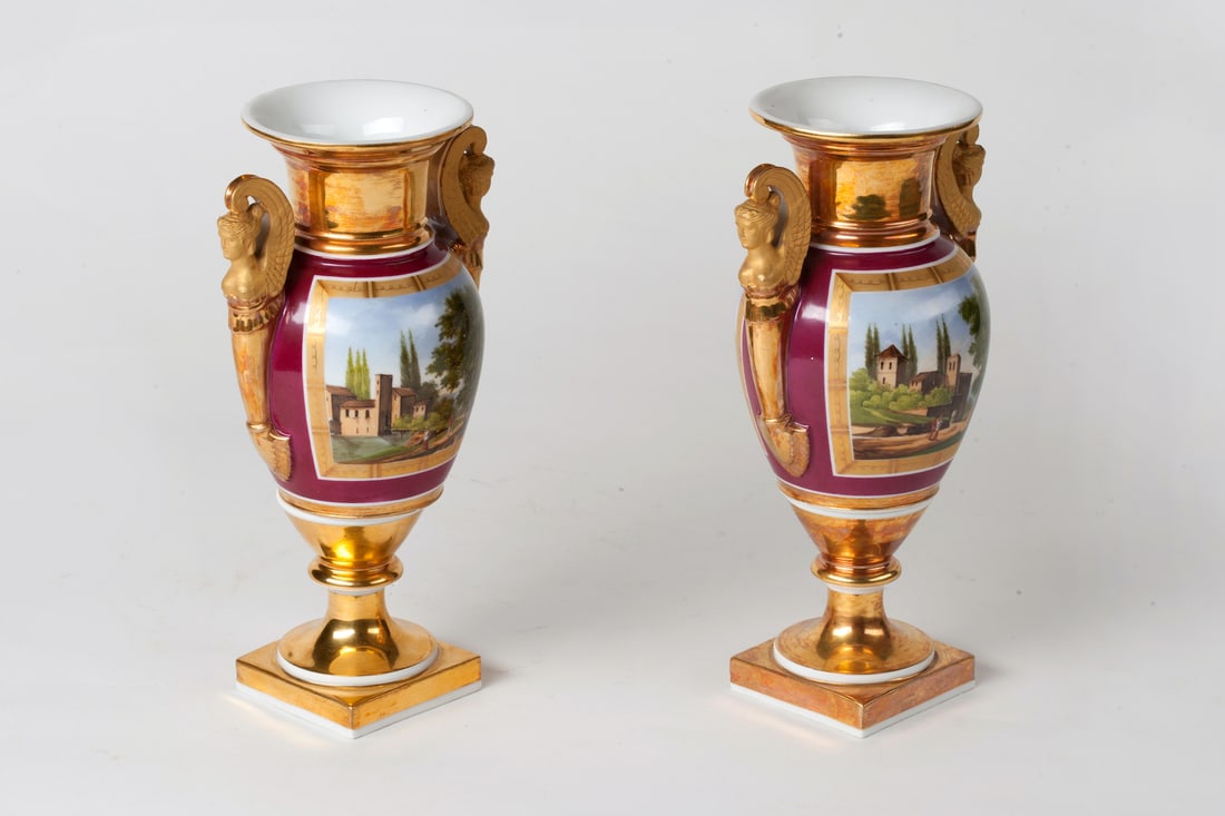 Pair of Empire Porcelain Vases, 19th century