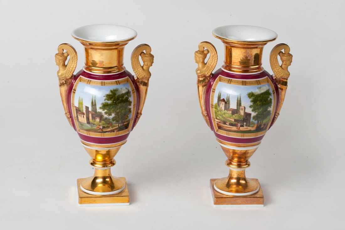 Pair of Empire Porcelain Vases, 19th century