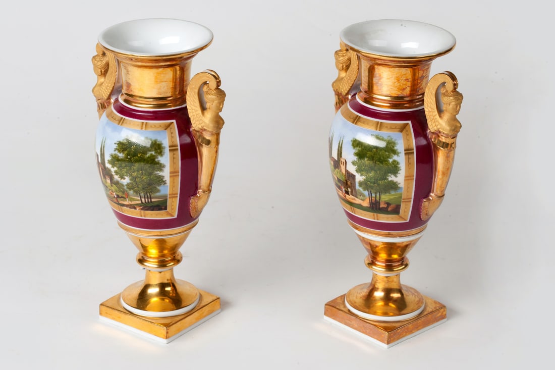 Pair of Empire Porcelain Vases, 19th century