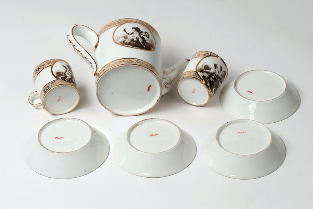 Porcelain Service Set, 19th Century, 14 pieces