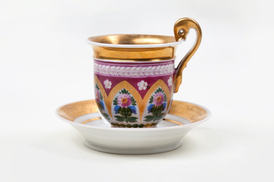 Porcelain Cup with Saucer Hand-painted, 19th century